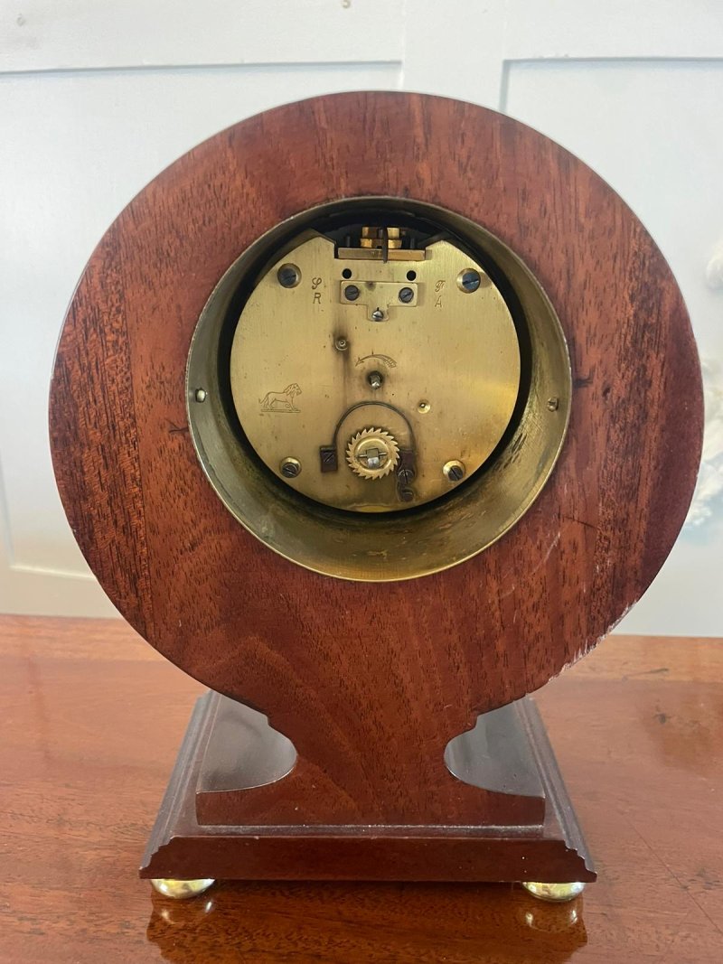 Antique Edwardian Mahogany Inlaid Mantle Clock - Image 6